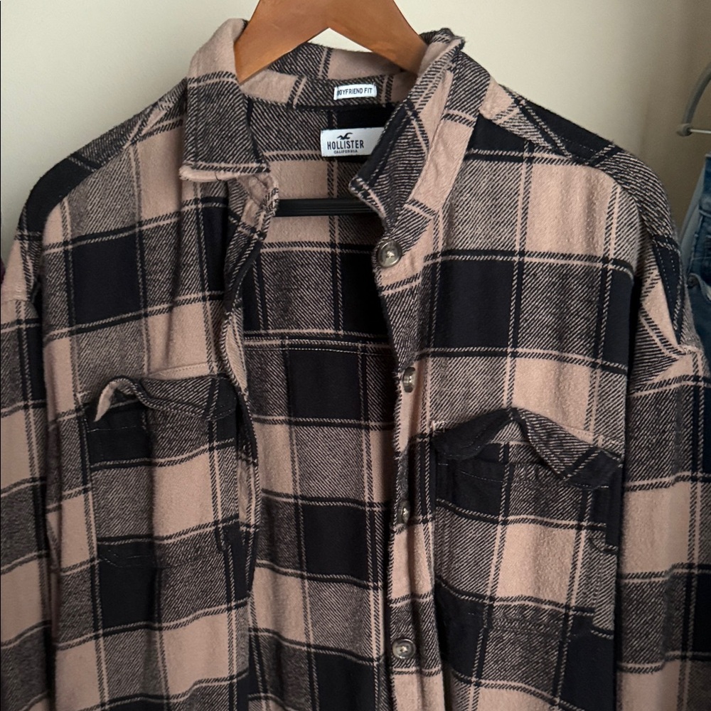 Hollister  Black and Tan Plaid Shirt